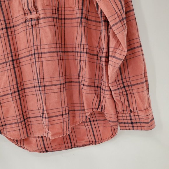 Madewell Pink Plaid 1/4 Button Front Long Sleeve Shirt Womens Size Small - Picture 6 of 6